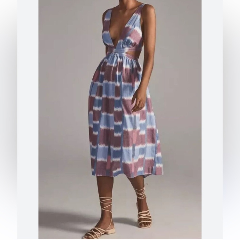 Anthropologie Women Deep V Midi dress size Large NWOT